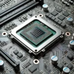 Close-up Inside a Gaming Console CPU and motherboard.