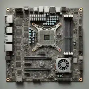 Complete motherboard view of a gaming console with connected components.