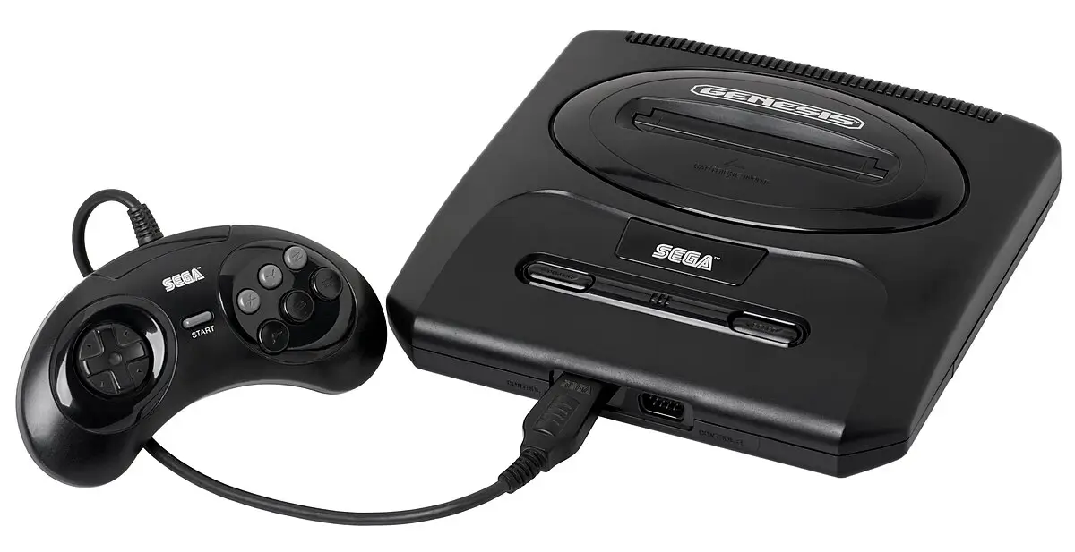Sega Genesis repair – Model 2 console with 6-button controller and cartridge slot