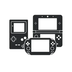 Simplified handheld gaming systems silhouette icon