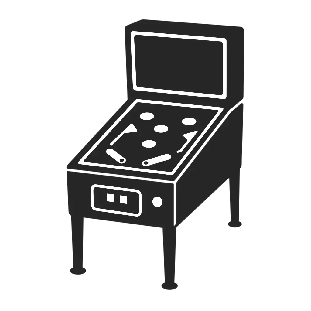 Simplified pinball machine hardware silhouette icon
